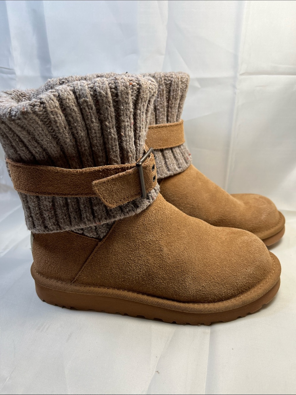 UGG Kids Chestnut Suede Knit Cuff Boot
